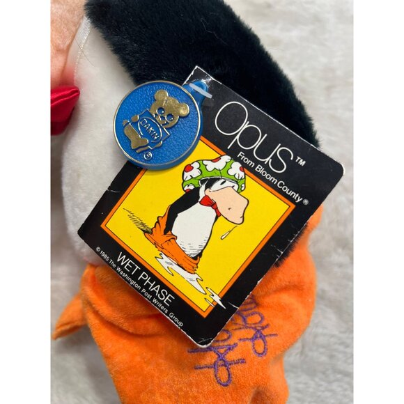 Opus Plush Penguin From Bloom County Wet Phase 1985 With Colorful Cap & Orange T - Picture 2 of 8